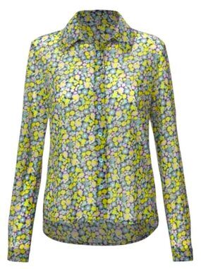 CAbi Style #6406 Size S Lightweight Nylon-Spandex Long Sleeve Button Down Blouse